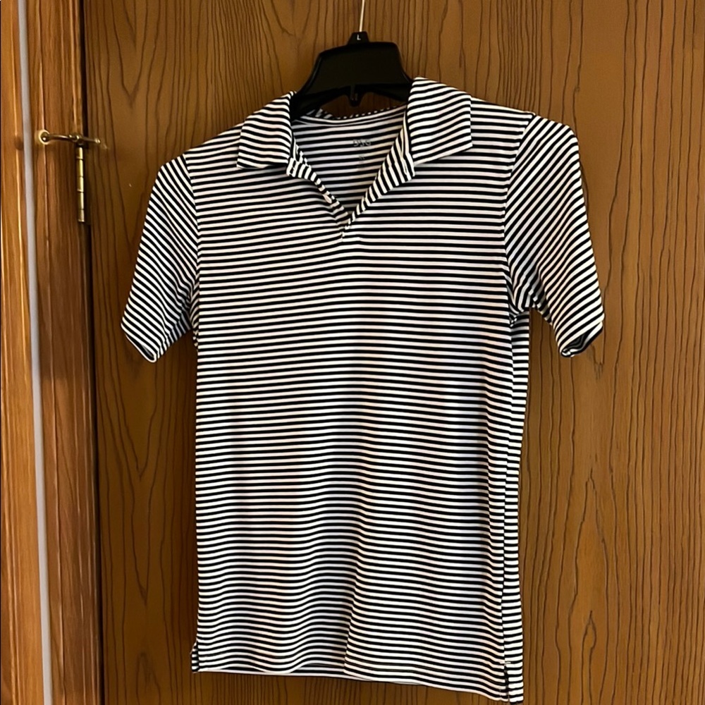 DSG Women’s Golf/ Polo Shirt - Navy and White Stripes